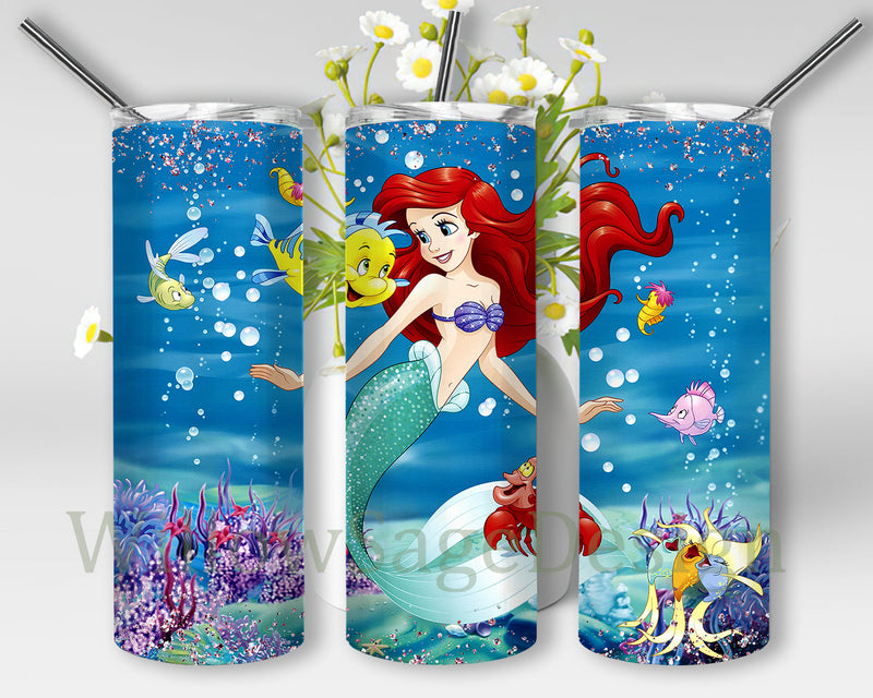 Mermaid Glitter 20oz Tumbler Png, Princess Tumbler Wrap , Under the Sea ...
