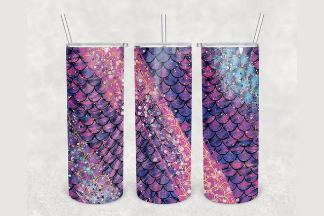Mermaid Glitter Milky Way Tumbler sublimation design 20 oz skinny tumbler wrap Sublimation BambinaCreations 