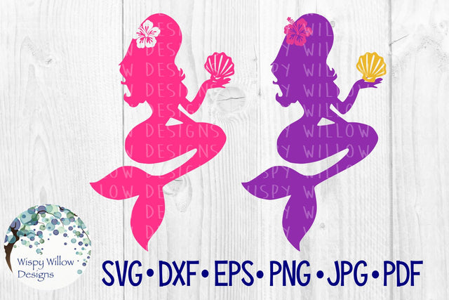 Mermaid Hibiscus and Shell Set SVG Wispy Willow Designs 