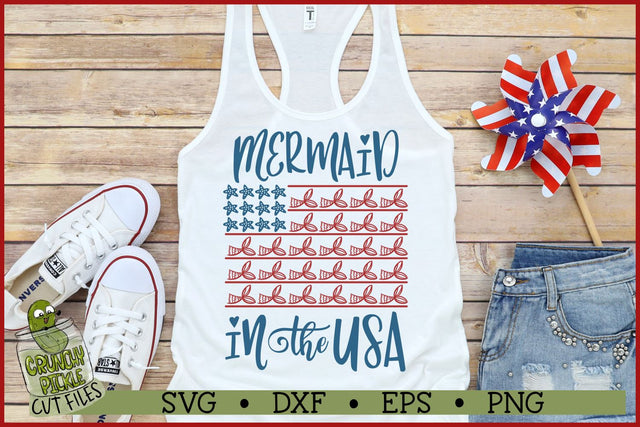 Mermaid in the USA July 4th Patriotic SVG SVG Crunchy Pickle 