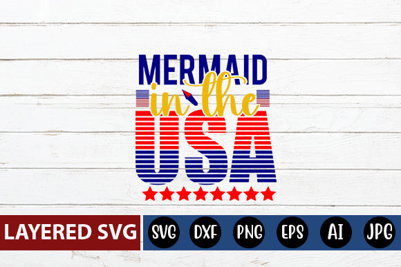 mermaid in the usa SVG cut file SVG Blessedprint 