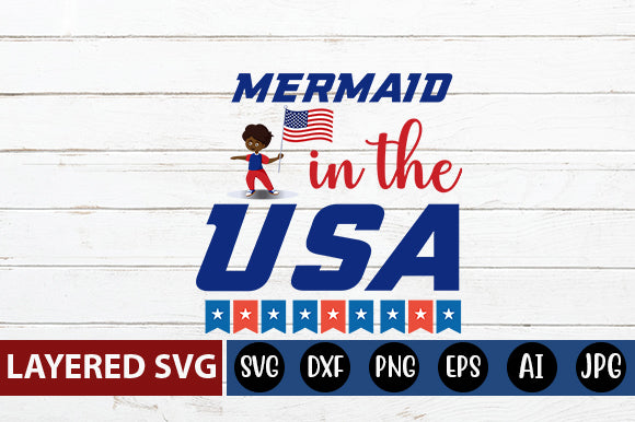 mermaid in the usa SVG cut file SVG Blessedprint 