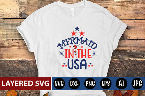 Mermaid in the USA SVG cute file SVG Blessedprint 