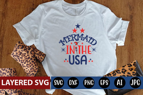 Mermaid in the USA SVG cute file SVG Blessedprint 