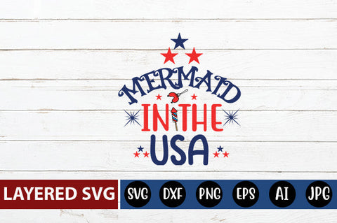 Mermaid in the USA SVG cute file SVG Blessedprint 