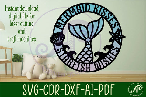 Mermaid kisses starfish wishes wall art sign, SVG file. SVG APInspireddesigns 