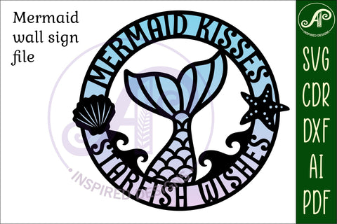 Mermaid kisses starfish wishes wall art sign, SVG file. SVG APInspireddesigns 