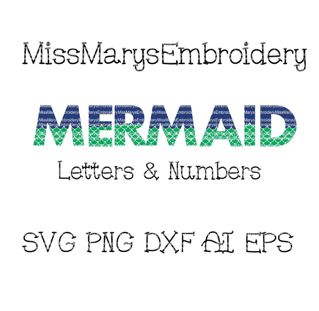 Mermaid Letters SVG MissMarysEmbroidery