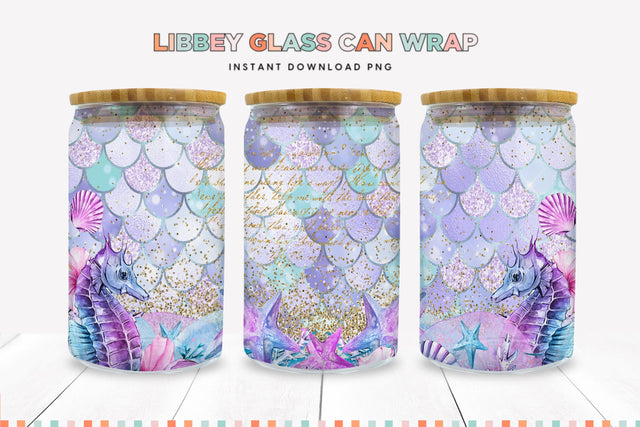 Mermaid Libbey Glass Wrap PNG For Sublimation Sublimation BijouBay 