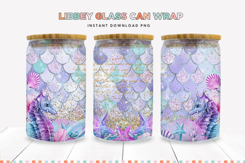 Mermaid Libbey Glass Wrap PNG For Sublimation Sublimation BijouBay 