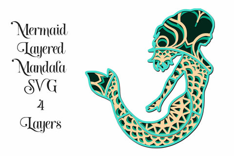 Mermaid Mandala Layered SVG SVG Digital Honeybee 