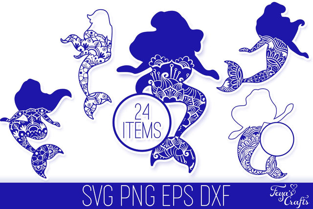 Mermaid Mandala SVG Files Pack SVG Feya's Fonts and Crafts 