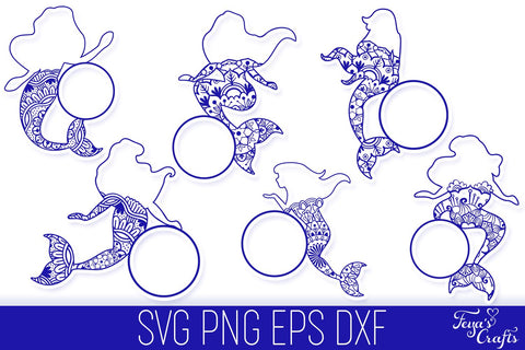 Mermaid Mandala SVG Files Pack SVG Feya's Fonts and Crafts 
