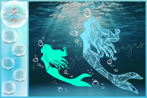Mermaid Mandala Zentangle SVG | Mermaid SVG SVG Harbor Grace Designs 