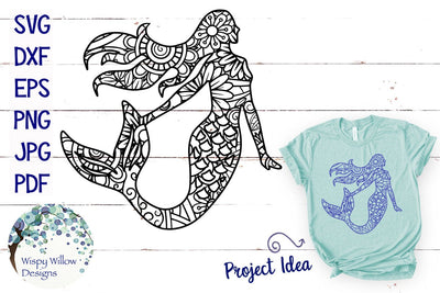 Mermaid Mandala Zentangle SVG SVG Wispy Willow Designs 