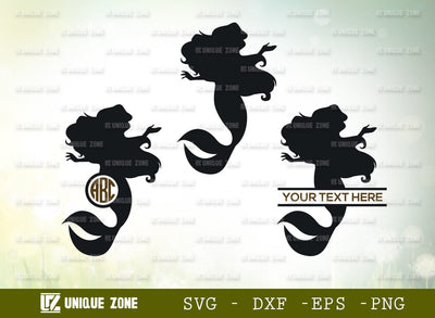 Mermaid Mnogram SVG Cut File, Mermaid Tail Svg, Cute Mermaid Svg, Sea Beach Svg, Mermaid Silhouette, Mermaid Princess, Summer, Girl SVG Unique Zone 