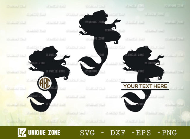 Mermaid Mnogram SVG Cut File, Mermaid Tail Svg, Cute Mermaid Svg, Sea Beach Svg, Mermaid Silhouette, Mermaid Princess, Summer, Girl SVG Unique Zone 
