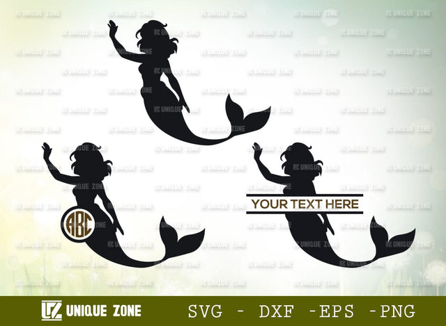 Mermaid Mnogram SVG Cut File, Mermaid Tail Svg, Cute Mermaid Svg, Sea Beach Svg, Mermaid Silhouette, Mermaid Princess, Summer, Girl SVG Unique Zone 