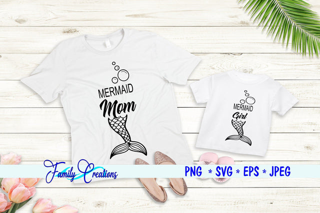 Mermaid Mom & Girl SVG Family Creations 