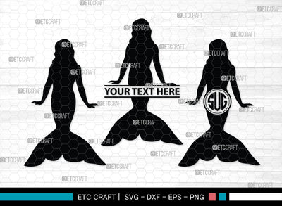 Mermaid Monogram, Mermaid Silhouette, Mermaid SVG, Little Mermaid Svg, Sea Snimal Svg, Ocean Svg, SB00385 SVG ETC Craft 