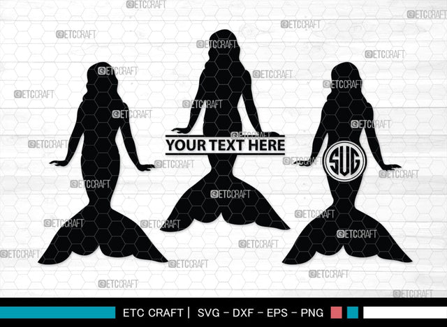Mermaid Monogram, Mermaid Silhouette, Mermaid SVG, Little Mermaid Svg, Sea Snimal Svg, Ocean Svg, SB00385 SVG ETC Craft 