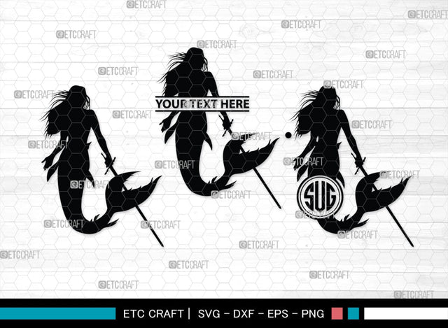 Mermaid Monogram, Mermaid Silhouette, Mermaid SVG, Little Mermaid Svg, Sea Snimal Svg, Ocean Svg, SB00385 SVG ETC Craft 