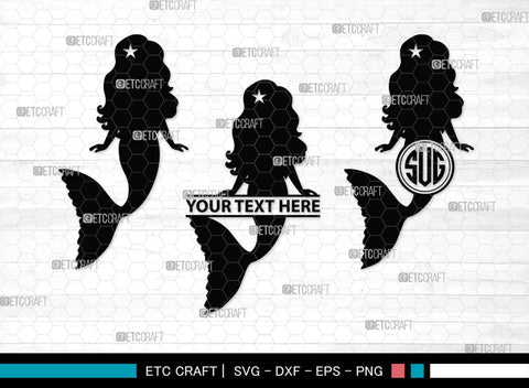 Mermaid Monogram, Mermaid Silhouette, Mermaid SVG, Little Mermaid Svg, Sea Snimal Svg, Ocean Svg, SB00385 SVG ETC Craft 