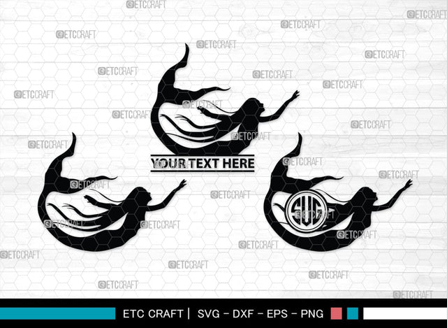 Mermaid Monogram, Mermaid Silhouette, Mermaid SVG, Little Mermaid Svg, Sea Snimal Svg, Ocean Svg, SB00385 SVG ETC Craft 