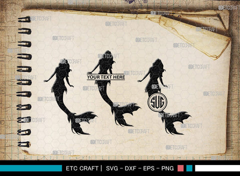 Mermaid Monogram, Mermaid Silhouette, Mermaid SVG, Little Mermaid Svg, Sea Snimal Svg, Ocean Svg, SB00385 SVG ETC Craft 