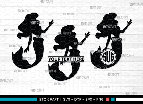 Mermaid Monogram, Mermaid Silhouette, Mermaid SVG, Little Mermaid Svg, Sea Snimal Svg, Ocean Svg, SB00385 SVG ETC Craft 