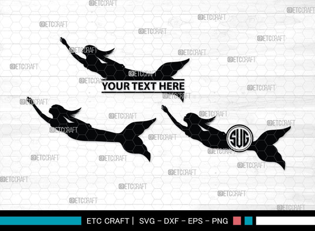 Mermaid Monogram, Mermaid Silhouette, Mermaid SVG, Little Mermaid Svg, Sea Snimal Svg, Ocean Svg, SB00385 SVG ETC Craft 