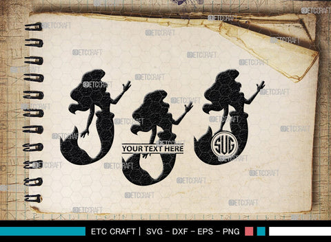 Mermaid Monogram, Mermaid Silhouette, Mermaid SVG, Little Mermaid Svg, Sea Snimal Svg, Ocean Svg, SB00385 SVG ETC Craft 