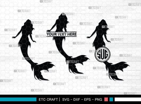 Mermaid Monogram, Mermaid Silhouette, Mermaid SVG, Little Mermaid Svg, Sea Snimal Svg, Ocean Svg, SB00385 SVG ETC Craft 
