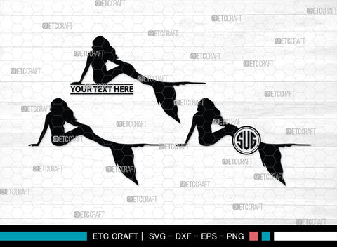 Mermaid Monogram, Mermaid Silhouette, Mermaid SVG, Little Mermaid Svg, Sea Snimal Svg, Ocean Svg, SB00385 SVG ETC Craft 