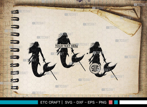 Mermaid Monogram, Mermaid Silhouette, Mermaid SVG, Little Mermaid Svg, Sea Snimal Svg, Ocean Svg, SB00385 SVG ETC Craft 