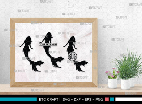 Mermaid Monogram, Mermaid Silhouette, Mermaid SVG, Little Mermaid Svg, Sea Snimal Svg, Ocean Svg, SB00385 SVG ETC Craft 