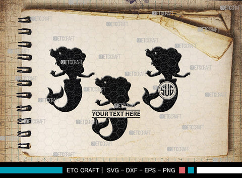 Mermaid Monogram, Mermaid Silhouette, Mermaid SVG, Little Mermaid Svg, Sea Snimal Svg, Ocean Svg, SB00385 SVG ETC Craft 