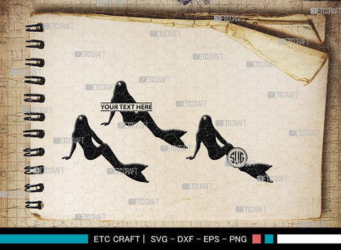 Mermaid Monogram, Mermaid Silhouette, Mermaid SVG, Little Mermaid Svg, Sea Snimal Svg, Ocean Svg, SB00385 SVG ETC Craft 