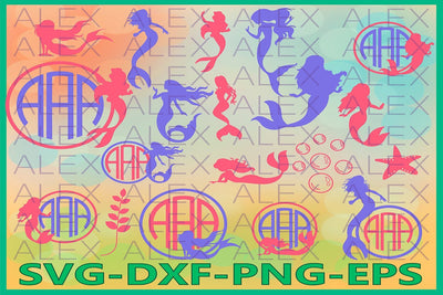 Mermaid Monogram SVG SVG AlexSVGStudio 