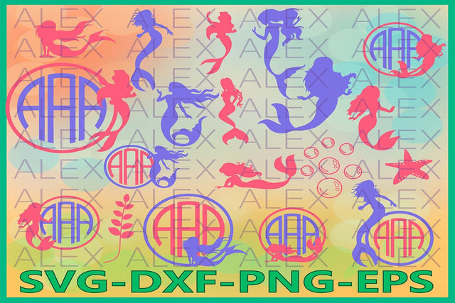 Mermaid Monogram SVG SVG AlexSVGStudio 