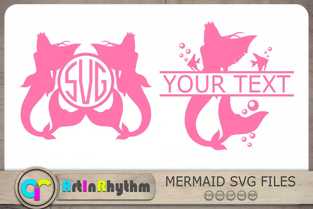 Mermaid Monograms Svg, Mermaid Split Monogram Svg, Mermaid Circle Monogram Svg SVG Artinrhythm shop 
