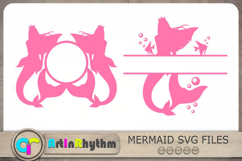 Mermaid Monograms Svg, Mermaid Split Monogram Svg, Mermaid Circle Monogram Svg SVG Artinrhythm shop 