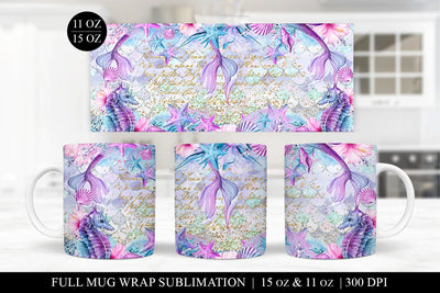 Mermaid Mug Sublimation PNG - 11oz & 15oz Included SVG BijouBay 