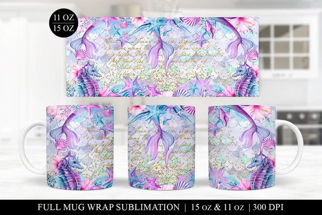 Mermaid Mug Sublimation PNG - 11oz & 15oz Included SVG BijouBay 
