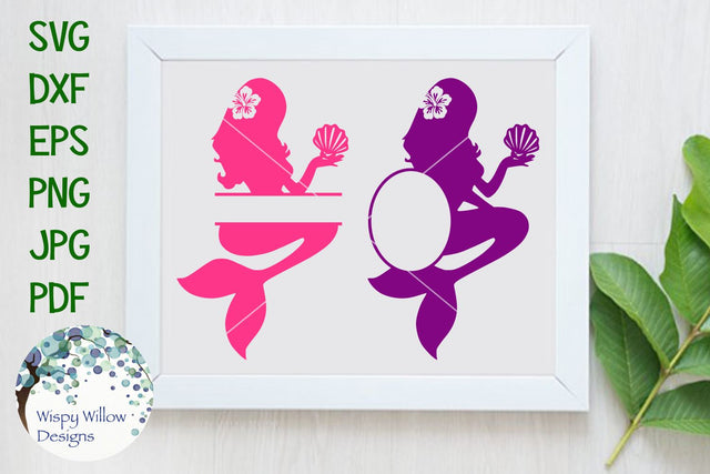 Mermaid Name & Monogram Frame Set SVG Wispy Willow Designs 