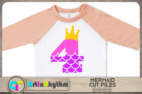 Mermaid number 4 / 4th birthday SVG SVG Artinrhythm shop 