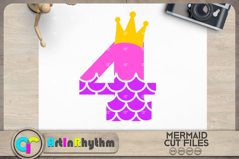 Mermaid number 4 / 4th birthday SVG SVG Artinrhythm shop 