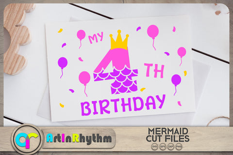 Mermaid number 4 / 4th birthday SVG SVG Artinrhythm shop 