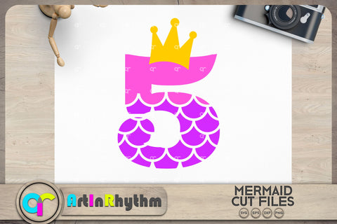 Mermaid number 5 / 5th birthday SVG SVG Artinrhythm shop 