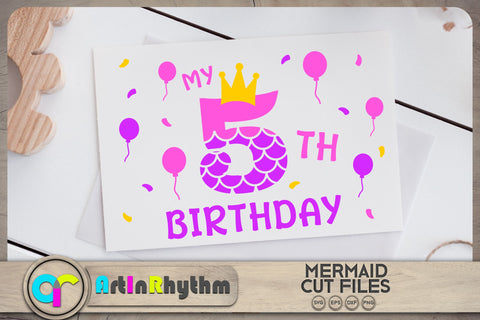 Mermaid number 5 / 5th birthday SVG SVG Artinrhythm shop 